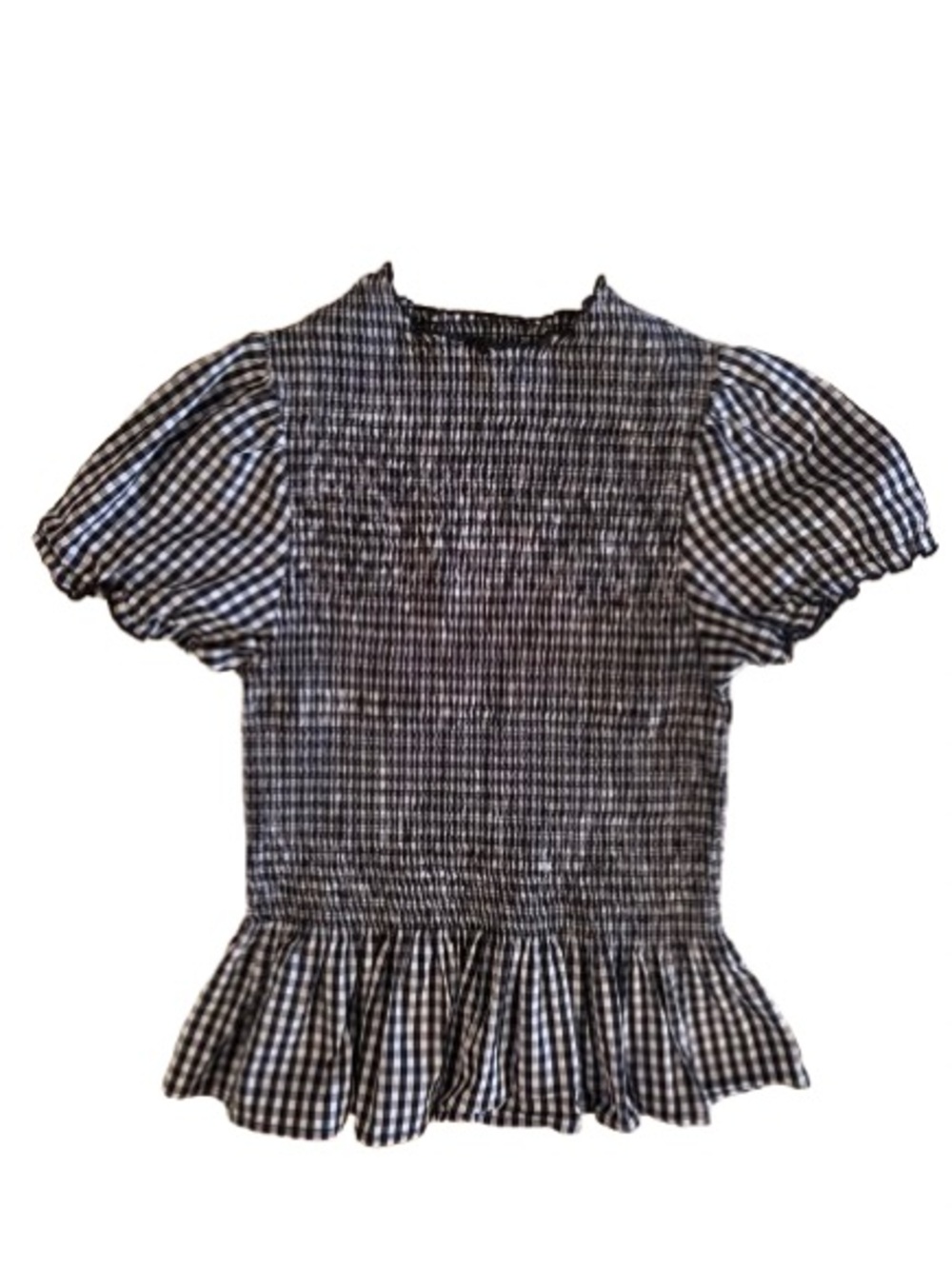 AKIRA Women’s Flower Child Black Gingham Top Size XL Smocked Cottagecore Picnic